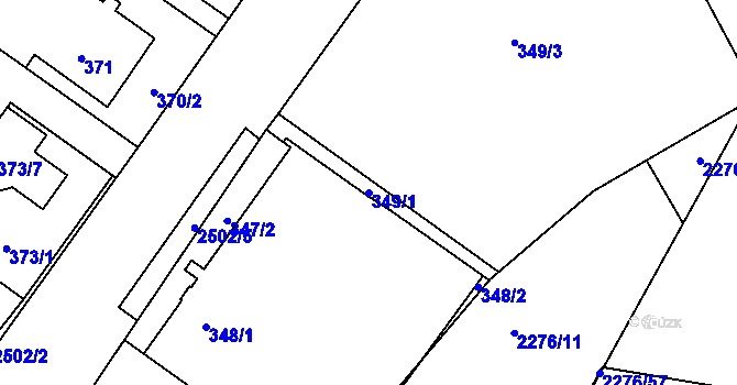 Parcela st. 349/1 v KÚ Třeboň, Katastrální mapa