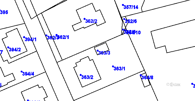 Parcela st. 363/3 v KÚ Třeboň, Katastrální mapa