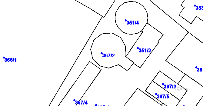 Parcela st. 367/2 v KÚ Třeboň, Katastrální mapa