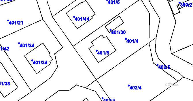 Parcela st. 401/6 v KÚ Třeboň, Katastrální mapa