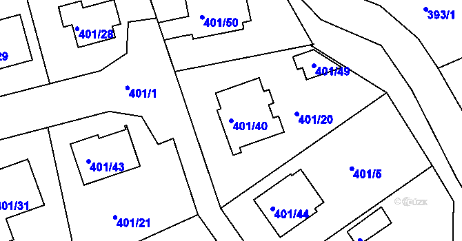 Parcela st. 401/40 v KÚ Třeboň, Katastrální mapa