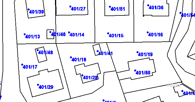 Parcela st. 401/41 v KÚ Třeboň, Katastrální mapa