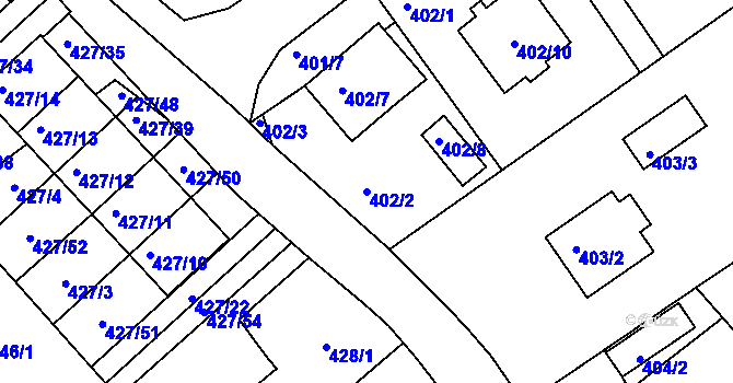 Parcela st. 402/2 v KÚ Třeboň, Katastrální mapa
