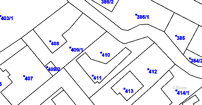 Parcela st. 410 v KÚ Třeboň, Katastrální mapa