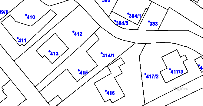 Parcela st. 414/1 v KÚ Třeboň, Katastrální mapa