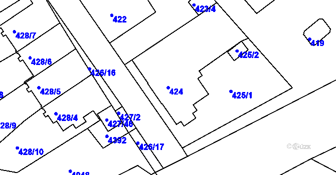 Parcela st. 424 v KÚ Třeboň, Katastrální mapa