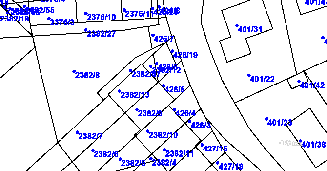 Parcela st. 426/5 v KÚ Třeboň, Katastrální mapa