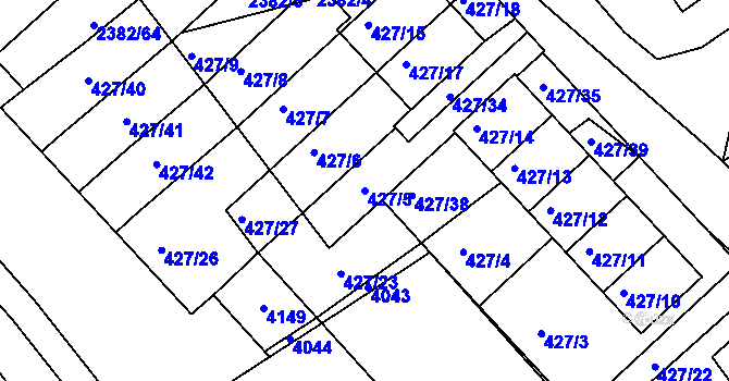 Parcela st. 427/5 v KÚ Třeboň, Katastrální mapa