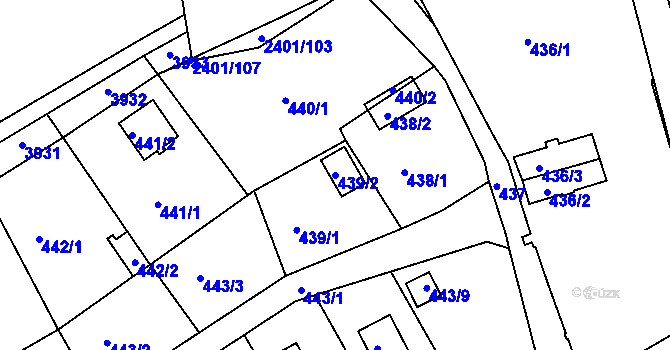 Parcela st. 439/2 v KÚ Třeboň, Katastrální mapa