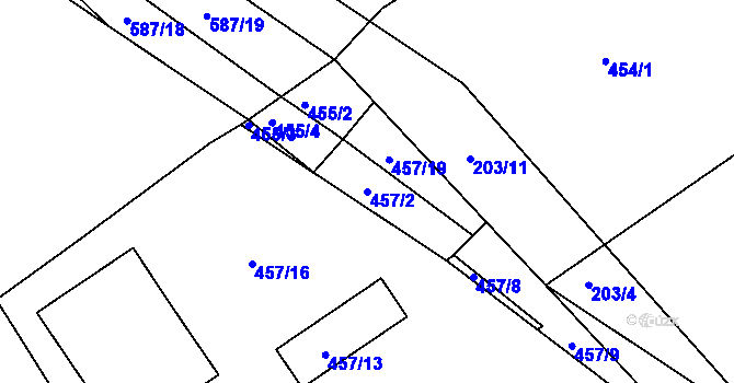 Parcela st. 457/2 v KÚ Třeboň, Katastrální mapa