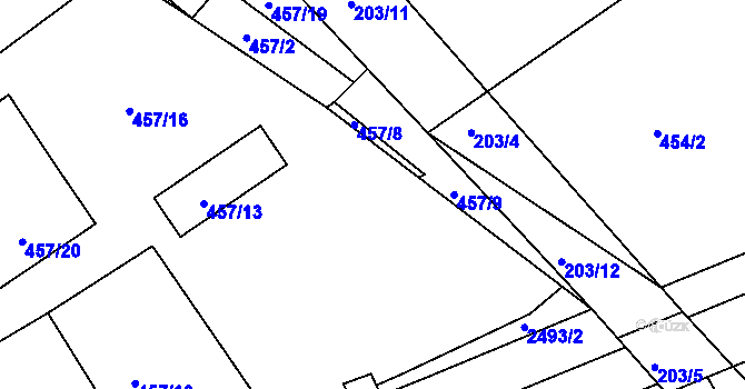 Parcela st. 457/4 v KÚ Třeboň, Katastrální mapa