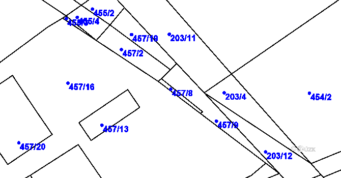 Parcela st. 457/8 v KÚ Třeboň, Katastrální mapa