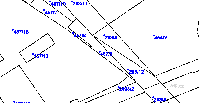 Parcela st. 457/9 v KÚ Třeboň, Katastrální mapa