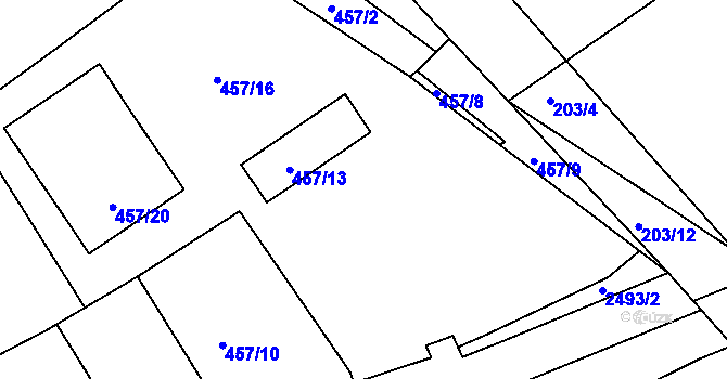 Parcela st. 457/12 v KÚ Třeboň, Katastrální mapa