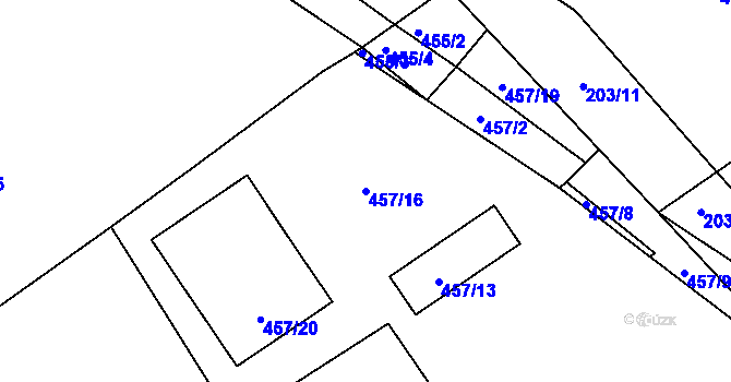 Parcela st. 457/16 v KÚ Třeboň, Katastrální mapa