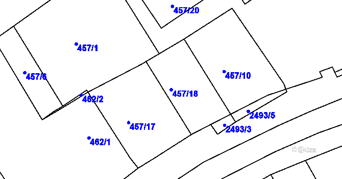 Parcela st. 457/18 v KÚ Třeboň, Katastrální mapa