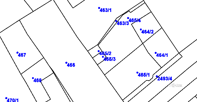 Parcela st. 465/2 v KÚ Třeboň, Katastrální mapa