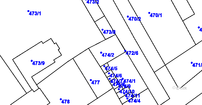 Parcela st. 474/2 v KÚ Třeboň, Katastrální mapa