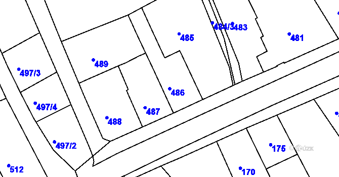Parcela st. 486 v KÚ Třeboň, Katastrální mapa