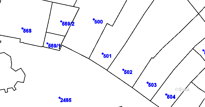 Parcela st. 501 v KÚ Třeboň, Katastrální mapa
