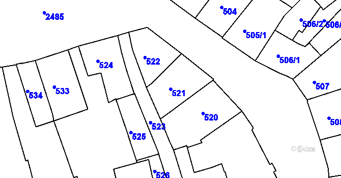 Parcela st. 521 v KÚ Třeboň, Katastrální mapa