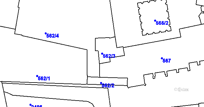 Parcela st. 562/3 v KÚ Třeboň, Katastrální mapa
