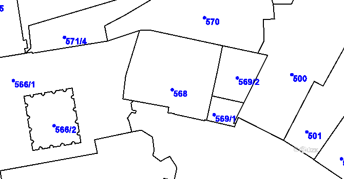 Parcela st. 568 v KÚ Třeboň, Katastrální mapa