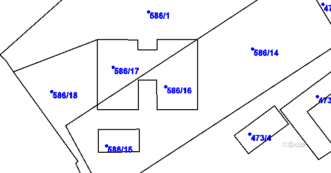 Parcela st. 586/16 v KÚ Třeboň, Katastrální mapa