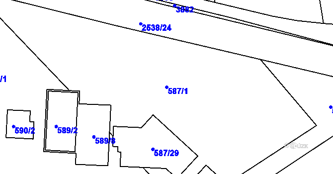Parcela st. 587/1 v KÚ Třeboň, Katastrální mapa