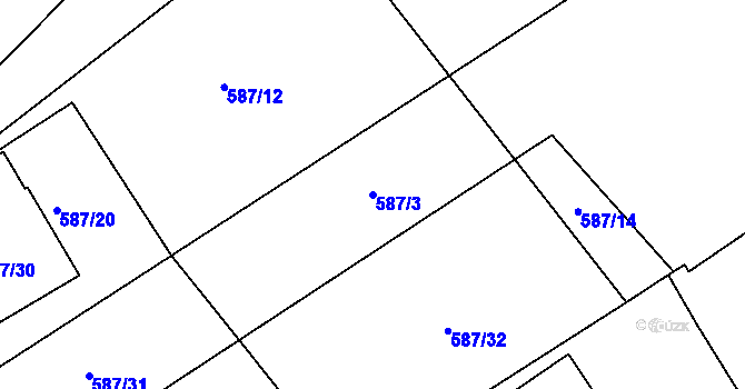 Parcela st. 587/3 v KÚ Třeboň, Katastrální mapa