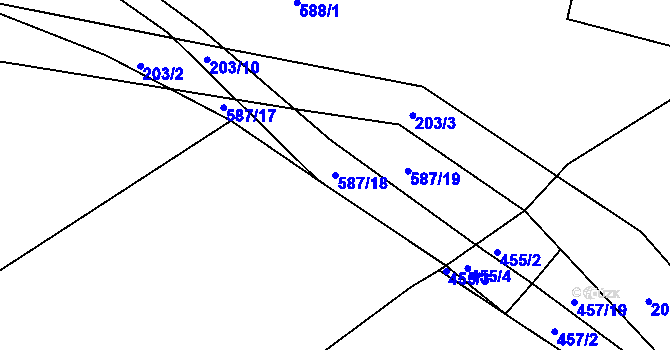 Parcela st. 587/18 v KÚ Třeboň, Katastrální mapa