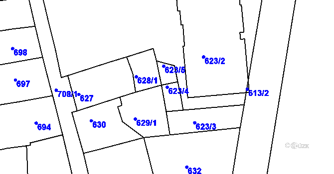 Parcela st. 623/4 v KÚ Třeboň, Katastrální mapa