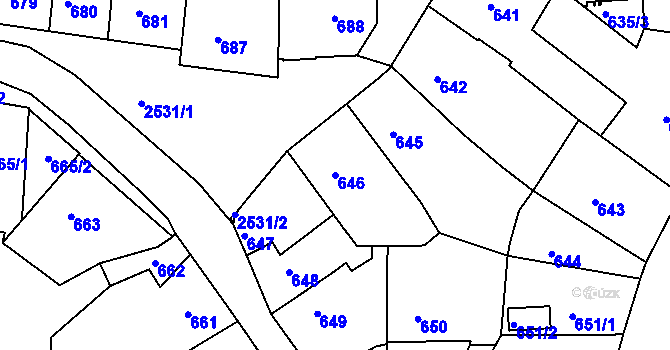 Parcela st. 646 v KÚ Třeboň, Katastrální mapa