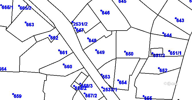 Parcela st. 649 v KÚ Třeboň, Katastrální mapa