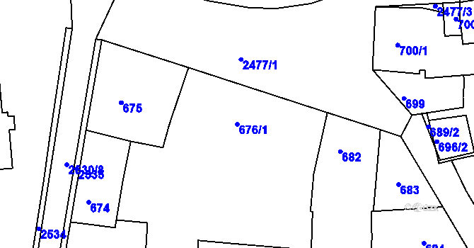 Parcela st. 676/1 v KÚ Třeboň, Katastrální mapa