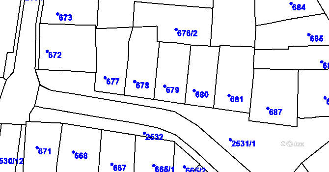 Parcela st. 679 v KÚ Třeboň, Katastrální mapa
