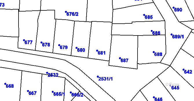 Parcela st. 681 v KÚ Třeboň, Katastrální mapa