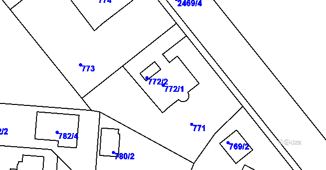 Parcela st. 772/1 v KÚ Třeboň, Katastrální mapa