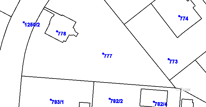 Parcela st. 777 v KÚ Třeboň, Katastrální mapa