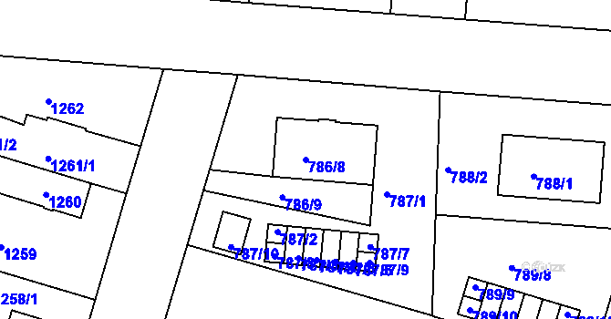 Parcela st. 786/8 v KÚ Třeboň, Katastrální mapa