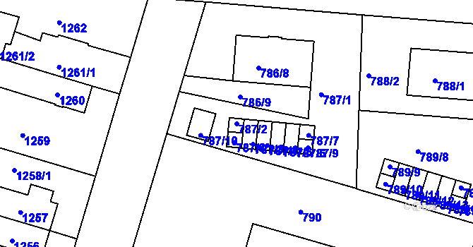 Parcela st. 787/2 v KÚ Třeboň, Katastrální mapa