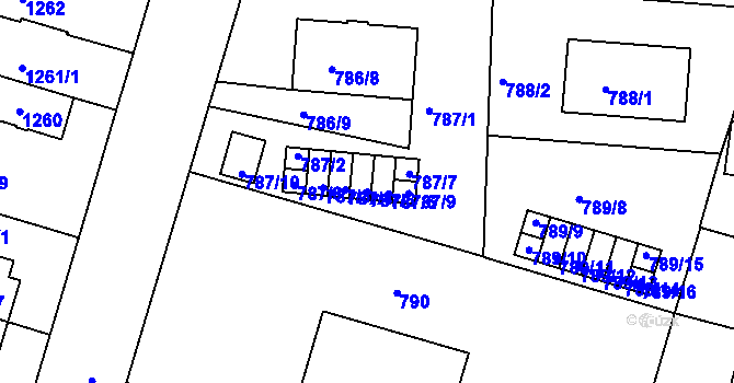 Parcela st. 787/5 v KÚ Třeboň, Katastrální mapa