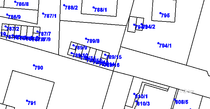 Parcela st. 789/15 v KÚ Třeboň, Katastrální mapa