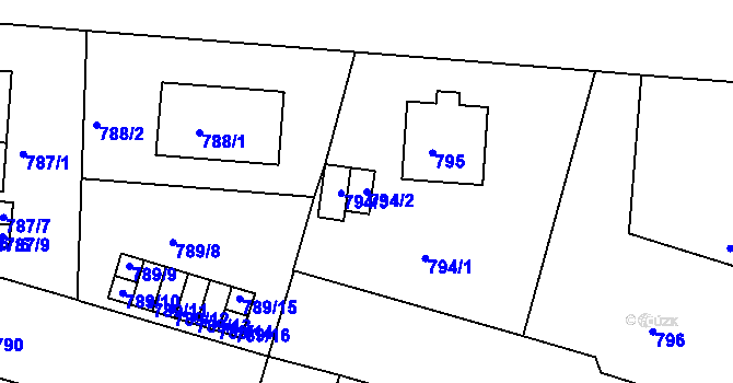 Parcela st. 794/2 v KÚ Třeboň, Katastrální mapa