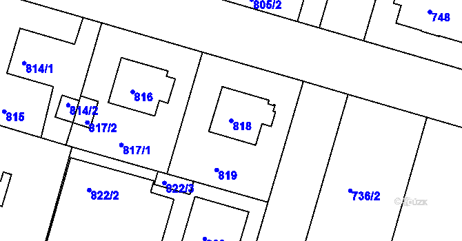 Parcela st. 818 v KÚ Třeboň, Katastrální mapa