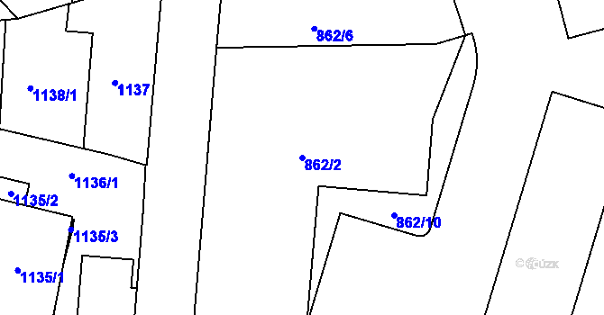 Parcela st. 862/2 v KÚ Třeboň, Katastrální mapa