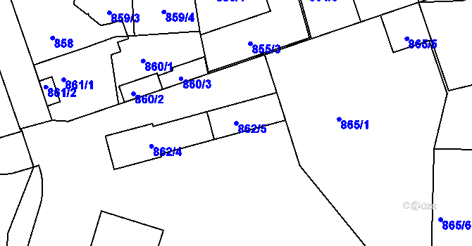 Parcela st. 862/5 v KÚ Třeboň, Katastrální mapa
