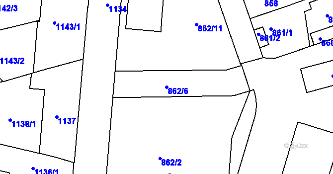 Parcela st. 862/6 v KÚ Třeboň, Katastrální mapa