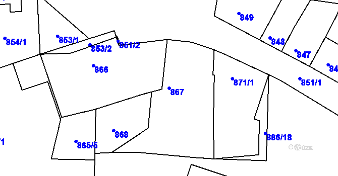 Parcela st. 867 v KÚ Třeboň, Katastrální mapa