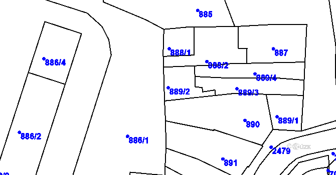 Parcela st. 889/2 v KÚ Třeboň, Katastrální mapa